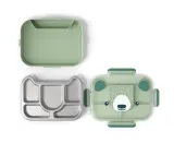 Ланч-бокс детский Monbento Wonder Green Bear 950 мл, два лотка, 5 отделений из стали, зелёный — фото 5