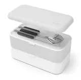 Дорожные столовые приборы Monbento Slim Box Black Onyx в футляре: ложка, вилка, нож, нержавеющая сталь, серебристо-чёрные — фото 4