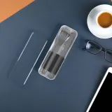 Дорожные столовые приборы Monbento Slim Box Black Onyx в футляре: ложка, вилка, нож, нержавеющая сталь, серебристо-чёрные — фото 7
