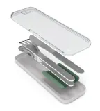 Дорожный набор столовых приборов Monbento Slim Box Natural Green, ложка, вилка, нож в футляре, серебристо-зелёный — фото 3