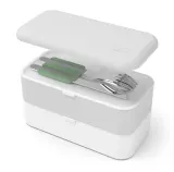 Дорожный набор столовых приборов Monbento Slim Box Natural Green, ложка, вилка, нож в футляре, серебристо-зелёный — фото 4
