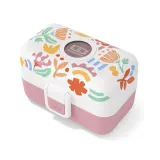 Ланч-бокс детский Monbento Tresor Graphic Papercut 0,8 л, бело-розовый, с цветами — фото 1