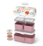 Ланч-бокс детский Monbento Tresor Graphic Papercut 0,8 л, бело-розовый, с цветами — фото 5