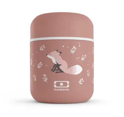 Термос для еды детский Monbento Capsule Fox 280 мл, пыльно-розовый, с лисами