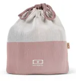 Сумка для ланч-бокса Monbento Pochette L Natural Flamingo, вторичные полиэстер и хлопок, на шнурках, розовая с кремовым — фото 1