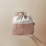 Сумка для ланч-бокса Monbento Pochette L Natural Flamingo, вторичные полиэстер и хлопок, на шнурках, розовая с кремовым — фото 3