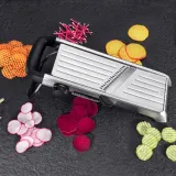 Мандолина-слайсер OXO Good Grips из нержавеющей стали, 21 вариант нарезки, изогнутые японские лезвия, чёрно-серая — фото 4