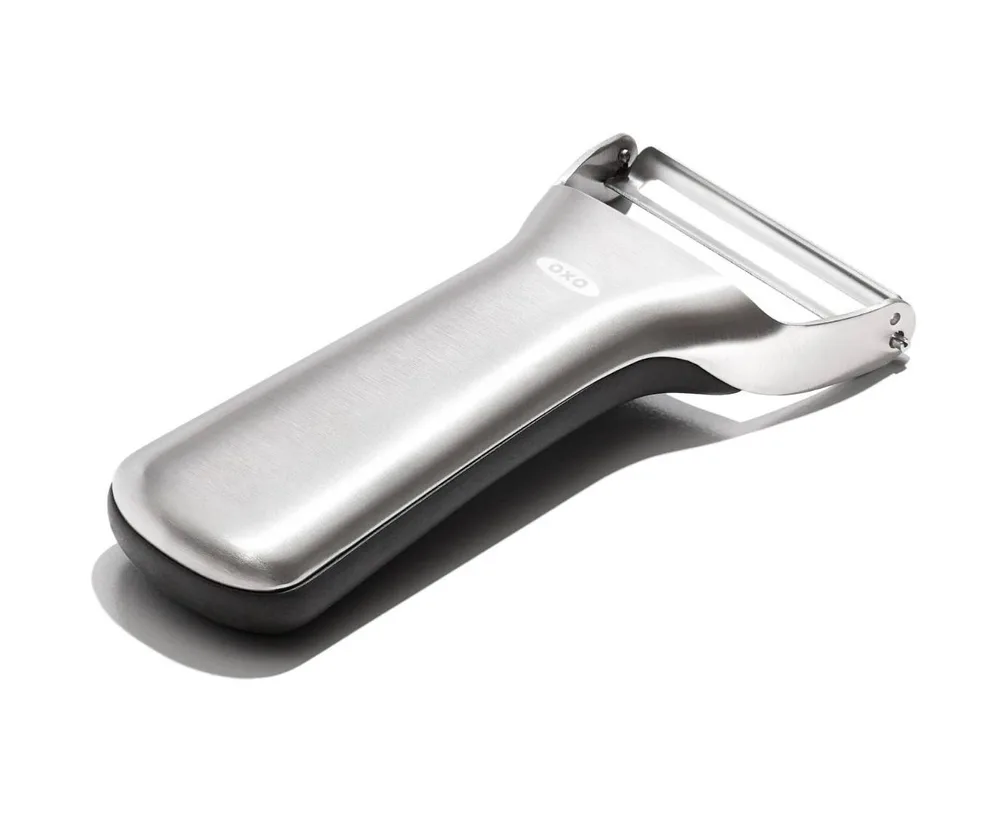 Овощечистка Y-образная OXO Steel 12,7 × 7,6 см, нержавеющая сталь, лезвие в японском стиле, нескользящая ручка, серебристая
