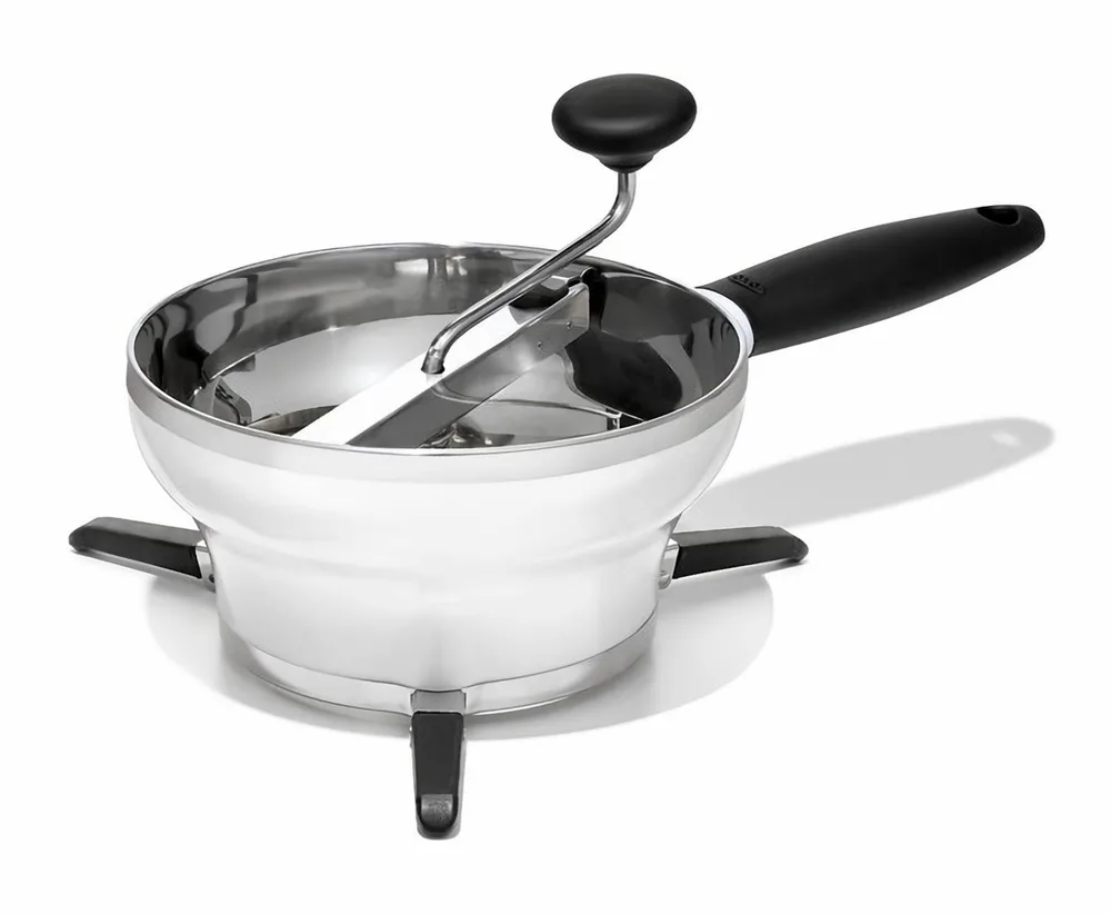 Ручная протирка для овощей и фруктов OXO Steel Good Grips с 3 дисками, нержавеющая сталь и пластик, 37,5 × 26 × 18,4 см