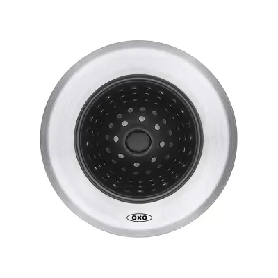 Сито для раковины OXO Good Grips из нержавеющей стали и силикона, без BPA, чёрное с серебристым, диаметр 11 см