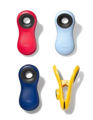 Набор магнитных клипс для пакетов OXO Good Grips, 4 штуки, разноцветные, пластик, резина и магнит