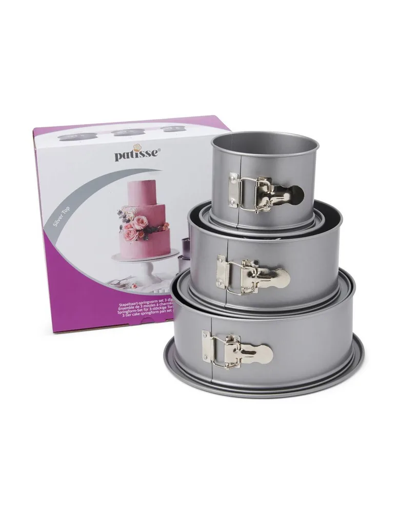 Набор высоких форм для торта Patisse SILVER-TOP, 3 шт, диаметр 12, 18 и 22 см, сталь с антипригарным покрытием, серебристые