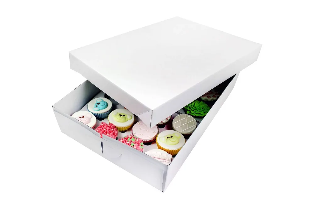 Коробка для 24 кексов PME Cake, белый картон, высота 9 см