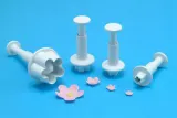 Вырубки для мастики PME Cake с выталкивателем, цветы, набор из четырёх, пластик, белые — фото 5