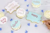 Штампы для надписей PME Cake, набор 66 шт, буквы, цифры и символы, пластик, синие — фото 7