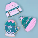 Формочки для печенья PME Cake Зимняя одежда, набор 3 шт, свитер, шапка и варежка, пластик, синие — фото 4
