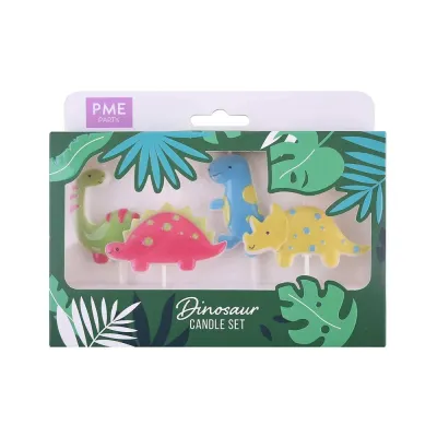 Свечи для торта PME Cake Динозавры, набор 4 шт, T-Rex, трицератопс, стегозавр, апатозавр, разноцветные