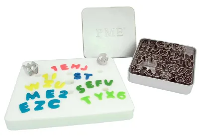 Вырубки для букв и цифр PME Cake Alphabet Cutters, строчные буквы от A до Z и цифры от 0 до 9, 2 на 2 см, нержавеющая сталь