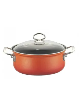 Кастрюля Riess Corall 1 л, 16 см, низкая, с керамической поверхностью, коралловая