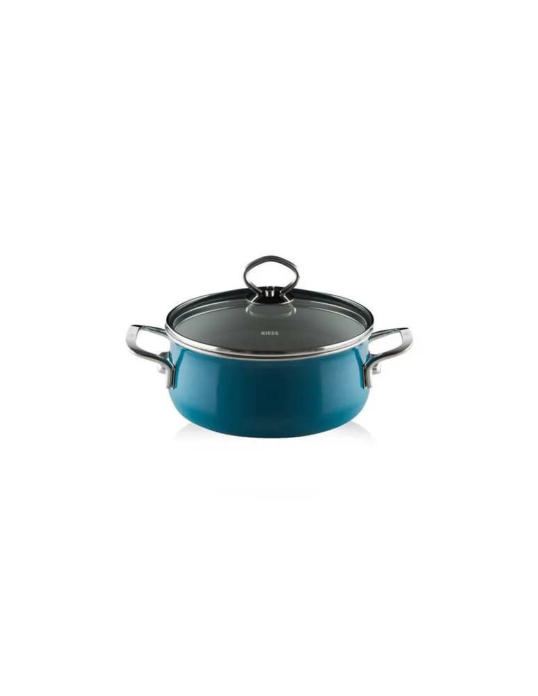 Кастрюля Riess Aquamarin 2 л, 20 см, низкая, со стеклянной крышкой, морская волна