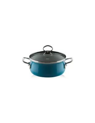 Кастрюля Riess Aquamarin 2 л, 20 см, низкая, со стеклянной крышкой, морская волна