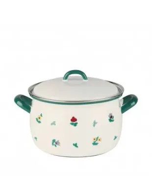 Кастрюля эмалированная с крышкой Riess Gmundner Streublumen 2,5 л, 18 см, высокая, разноцветная
