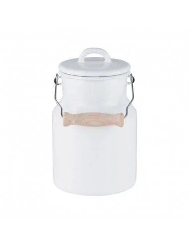 Бидон эмалированный Riess Classic Weiss 1,5 л, 19 см, с крышкой и деревянной ручкой, белый