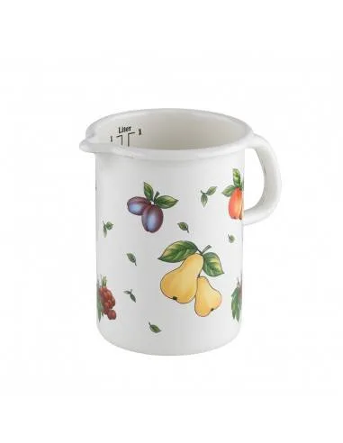 Кувшин-кружка мерный Riess Fruit Garden 1 л, 10 см, эмалированная сталь, для индукции, разноцветный