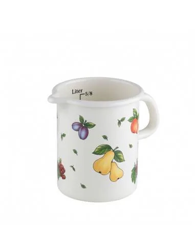 Кружка-кувшин мерная Riess Fruit Garden 0,5 л, 9 см, эмаль, для всех типов плит, разноцветная