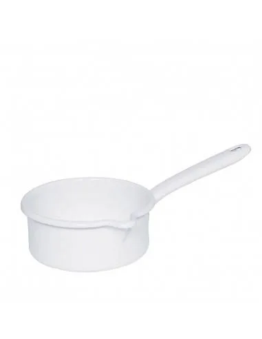 Ковш Riess Classic WEISS 0,75 л, 14 см, без крышки, белый эмалированный, носик, индукция, посудомойка
