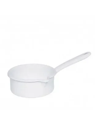 Ковш Riess Classic WEISS 0,75 л, 14 см, без крышки, белый эмалированный, носик, индукция, посудомойка