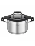 Кастрюля высокая Rösle Silence Pro 16 см 1,9 л, сливная крышка, силиконовый обод, нержавеющая сталь 18/10, для индукции — фото 1