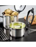 Кастрюля высокая Rösle Silence Pro 16 см 1,9 л, сливная крышка, силиконовый обод, нержавеющая сталь 18/10, для индукции — фото 4