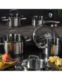 Кастрюля низкая Rösle Charm 20 см 2,7 л со стеклянной крышкой, нержавеющая сталь 18/10, двухтоновая полировка, индукция — фото 3