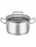 Кастрюля высокая Rösle Expertiso 20 см 3,4 л со стеклянной крышкой, сатинированная нержавеющая сталь 18/10, для индукции — фото 1