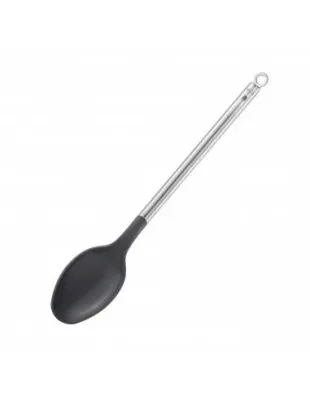 Ложка сервировочная Roesle Basic Line 32 см, нержавеющая сталь 18/10 и полифталамид PPA, серебристо-чёрная