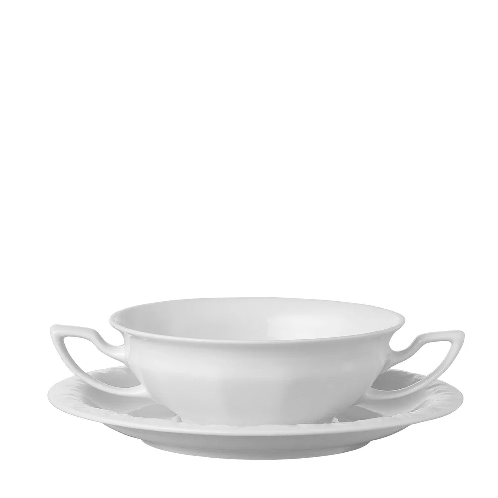 Бульонница с блюдцем фарфоровая Rosenthal Maria Biała 0,27 л, белая
