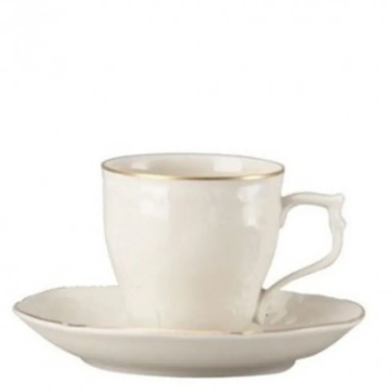 Чашка для эспрессо с блюдцем Rosenthal Sanssouci Gold 90 мл, фарфор, бежевая с золотой каймой