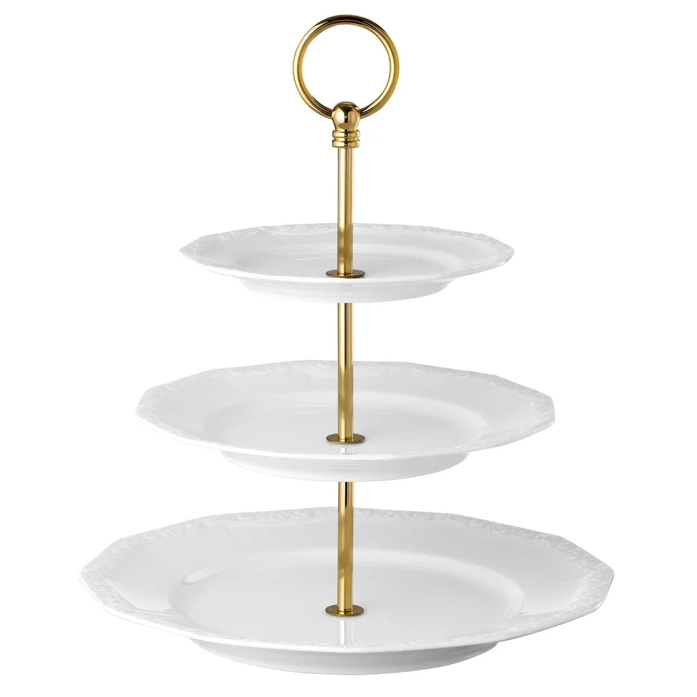 Этажерка для десертов Rosenthal Maria 32 см, фарфор, белая, тарелки 17, 21 и 26 см