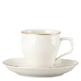 Кофейная чашка с блюдцем Rosenthal Sanssouci Gold 210 мл, фарфор, бежевая с золотой каймой — фото 1