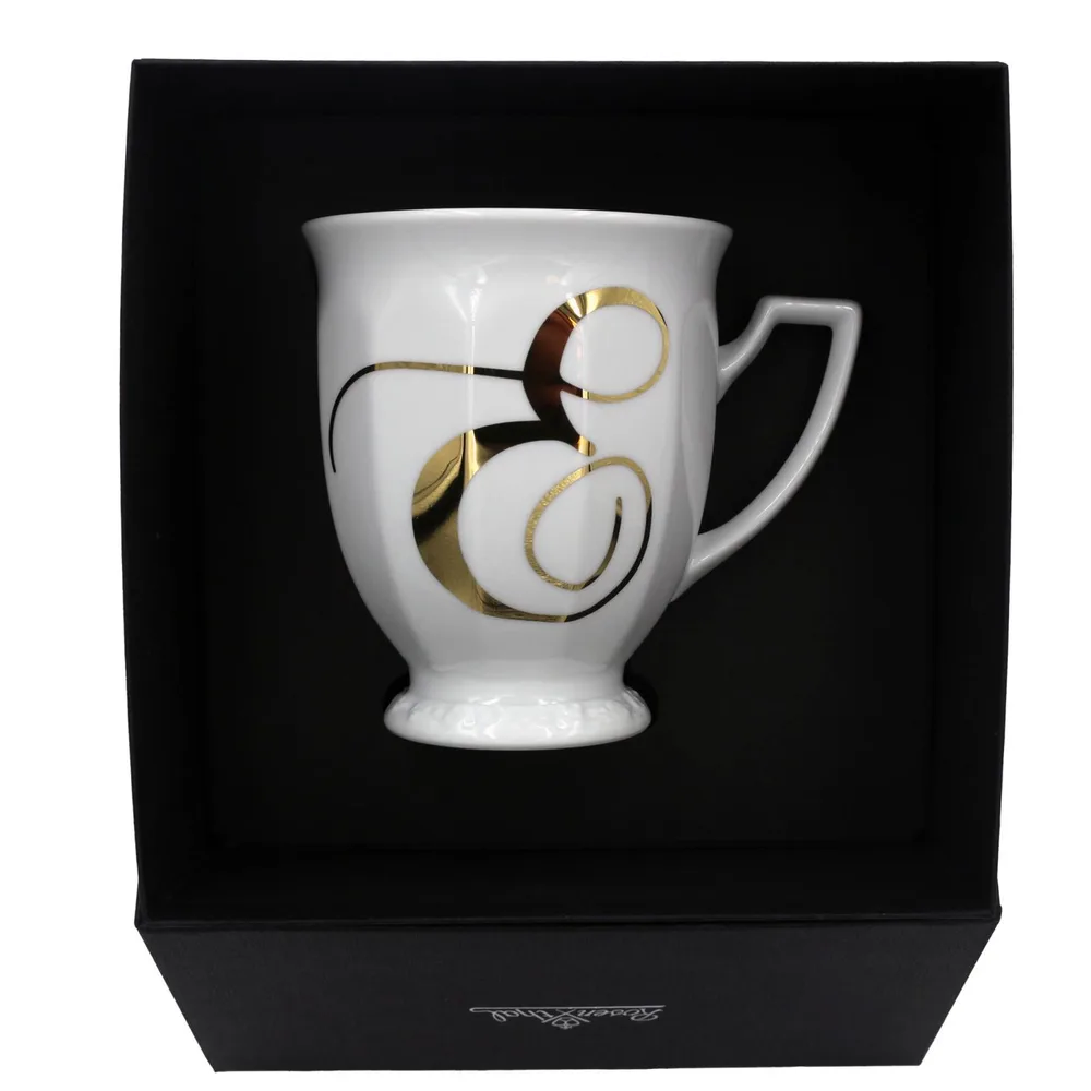 Кружка фарфоровая Rosenthal Maria Alphabet буква E 300 мл, белая, в подарочной коробке