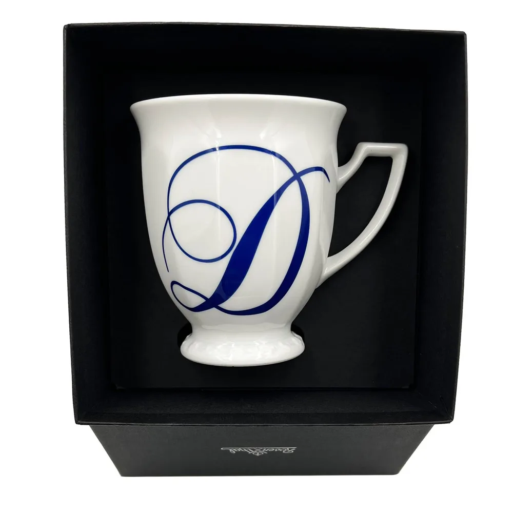 Кружка фарфоровая Rosenthal Maria Alphabet кобальт, буква D, 300 мл, белая с синим декором