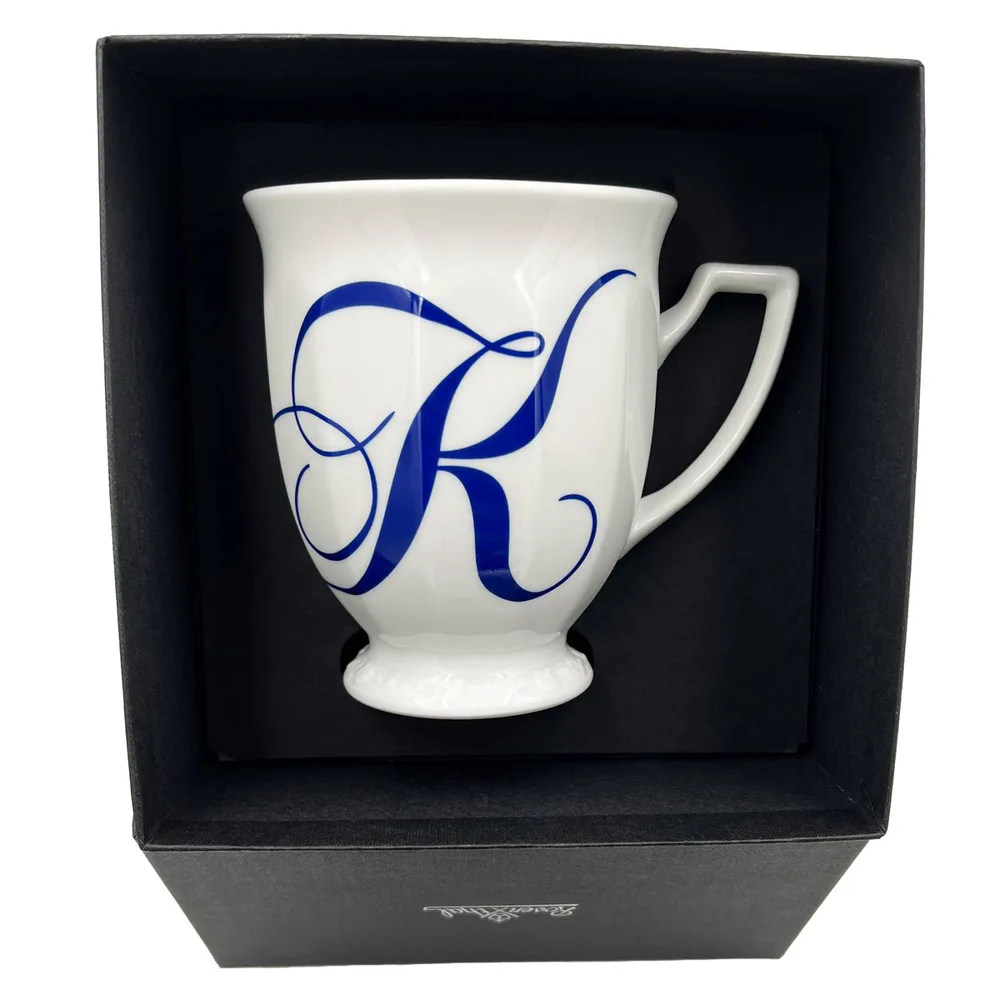 Кружка фарфоровая Rosenthal Maria Alphabet кобальт, буква K, 300 мл, белая с синим декором