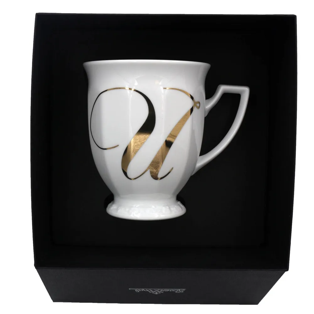 Кружка фарфоровая Rosenthal Maria Alphabet буква U 300 мл, белая, в подарочной коробке