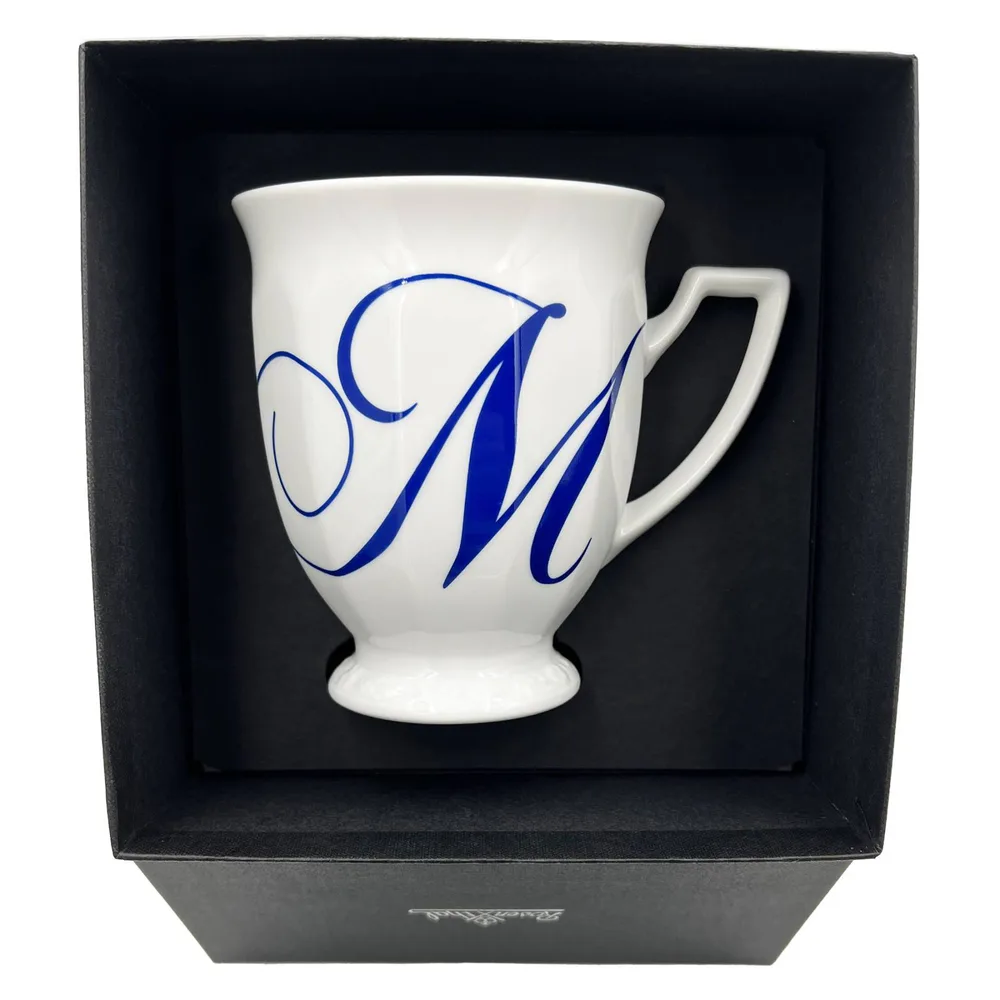 Кружка фарфоровая Rosenthal Maria Alphabet кобальт, буква M, 300 мл, белая с синим декором
