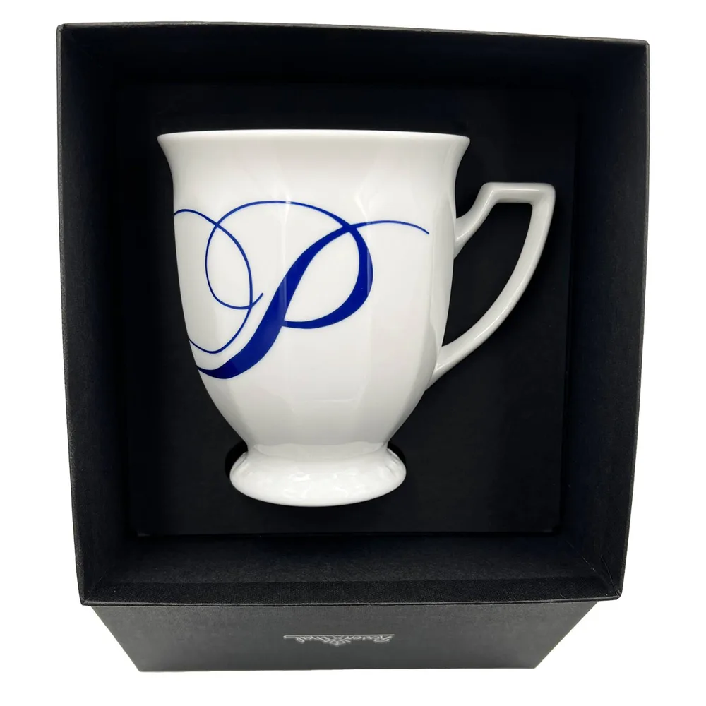 Кружка фарфоровая Rosenthal Maria Alphabet кобальт, буква P, 300 мл, белая с синим декором