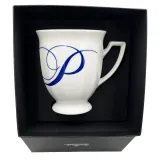 Кружка фарфоровая Rosenthal Maria Alphabet кобальт, буква P, 300 мл, белая с синим декором — фото 1