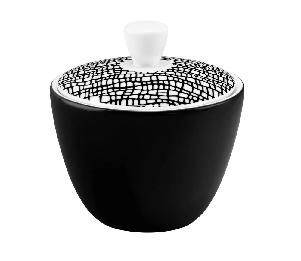 Сахарница с крышкой фарфоровая Seltmann Weiden Life Fashion Glamorous Black 260 мл, чёрная
