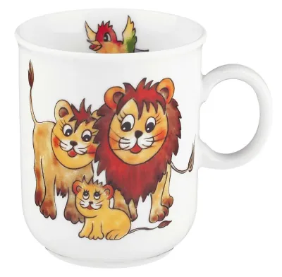 Кружка детская фарфоровая Seltmann Weiden Colorful Wildlife 250 мл, белая со львами
