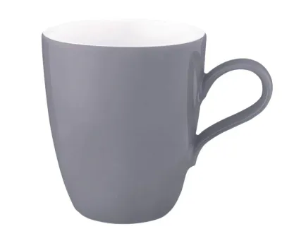 Кружка фарфоровая Seltmann Weiden Life Fashion Elegant Grey 400 мл, серая матовая, белая внутри